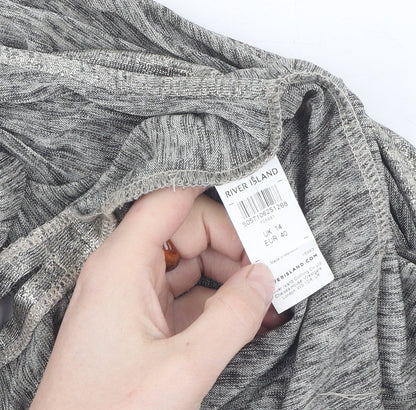 Womens UK Size 14 River Island Grey Cropped Blouse