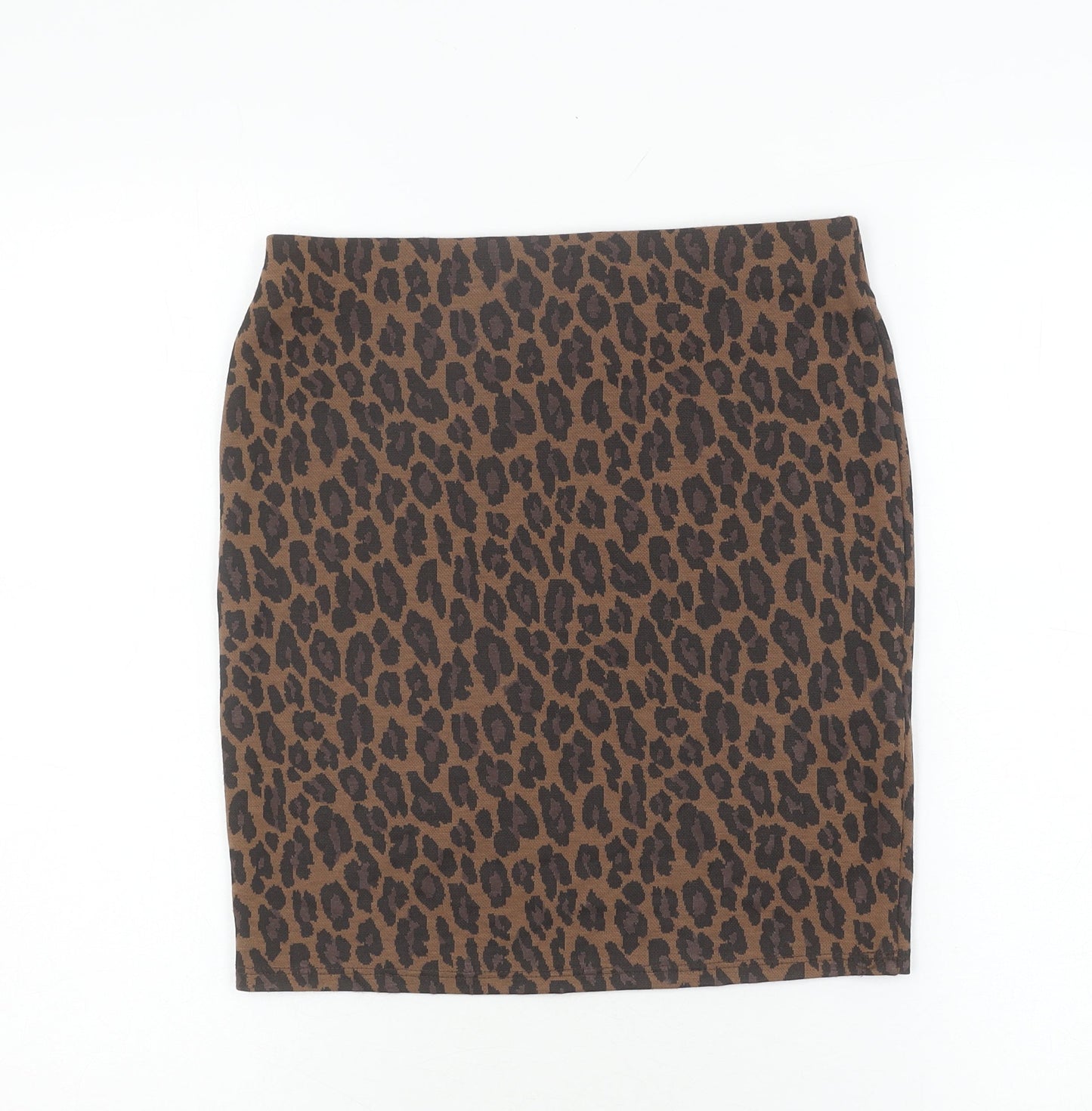 New Look Women's Brown Leopard Print Pencil Skirt Size 10