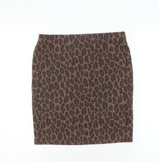 New Look Women's Brown Leopard Print Pencil Skirt Size 10