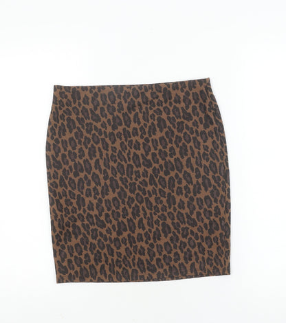 New Look Women's Brown Leopard Print Pencil Skirt Size 10