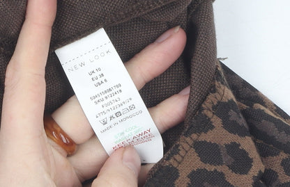 New Look Women's Brown Leopard Print Pencil Skirt Size 10