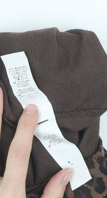 New Look Women's Brown Leopard Print Pencil Skirt Size 10