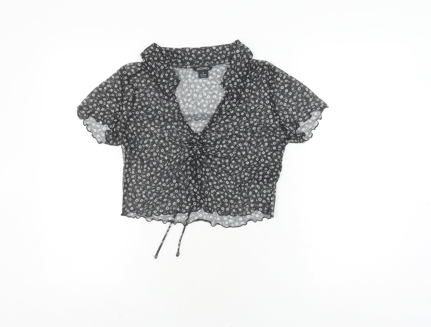 Womens UK Size S Monki Black Cropped Blouse
