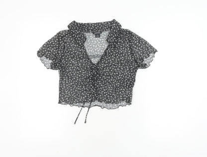 Womens UK Size S Monki Black Cropped Blouse