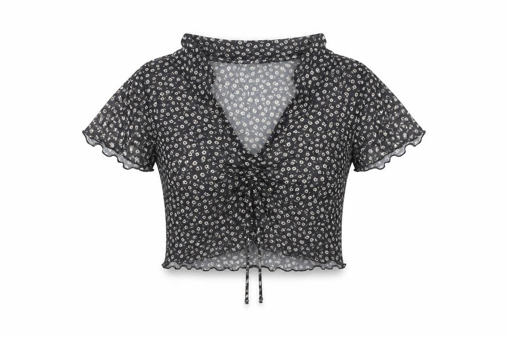 Womens UK Size S Monki Black Cropped Blouse