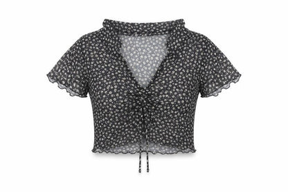Womens UK Size S Monki Black Cropped Blouse