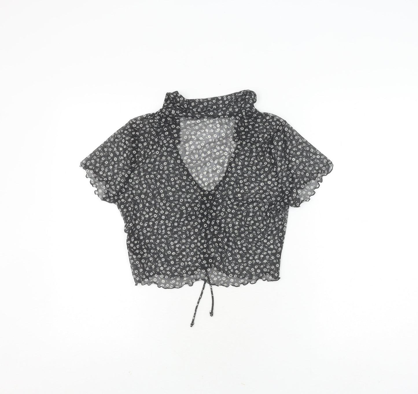 Womens UK Size S Monki Black Cropped Blouse