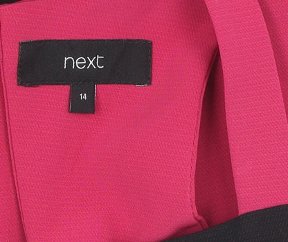 Next Women's Black and Pink Sleeveless Dress, Size 14