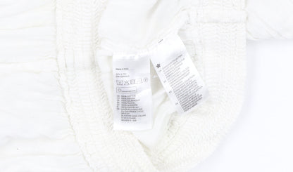 H&M Women's White Bohemian Blouse, Size 6, 3/4 Sleeve