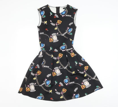 H&M Women's XS Multicoloured Fit & Flare Mini Dress