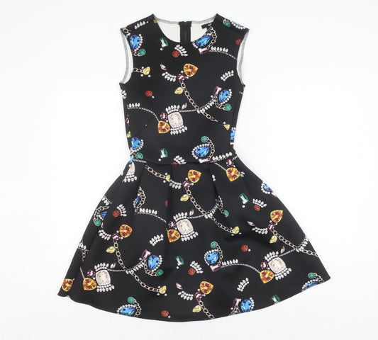 H&M Women's XS Multicoloured Fit & Flare Mini Dress