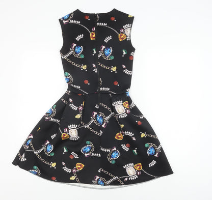 H&M Women's XS Multicoloured Fit & Flare Mini Dress