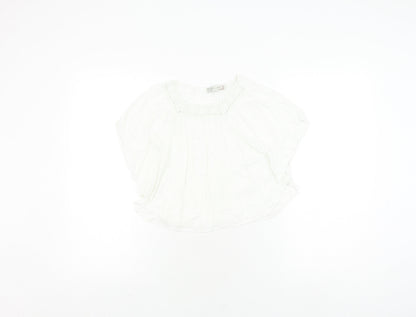 Zara Girls White Blouse 7-8 Years Casual Crochet Accents
