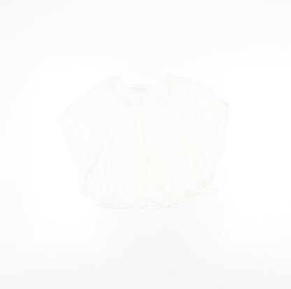 Zara Girls White Blouse 7-8 Years Casual Crochet Accents