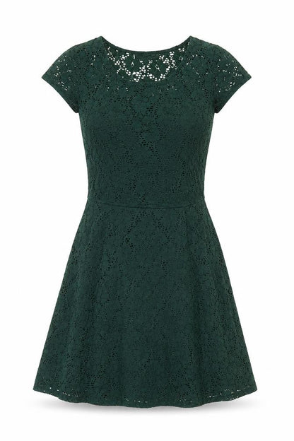 New Look Women's Green A-Line Lace Dress Size 10