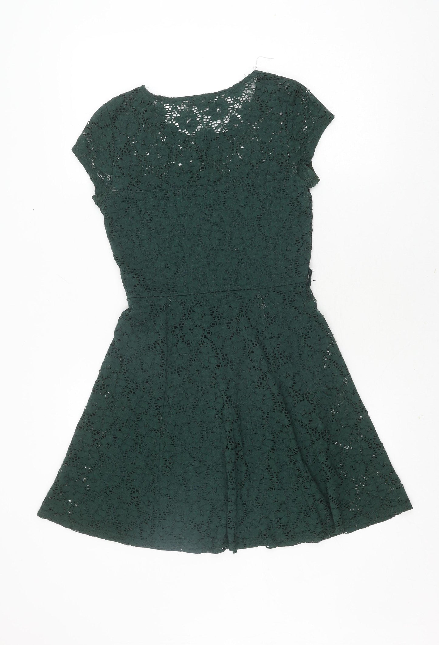 New Look Women's Green A-Line Lace Dress Size 10
