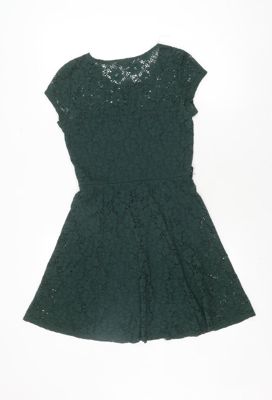 New Look Women's Green A-Line Lace Dress Size 10