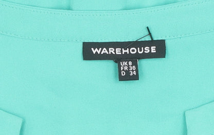 Womens UK Size 8 Warehouse Green  Blouse