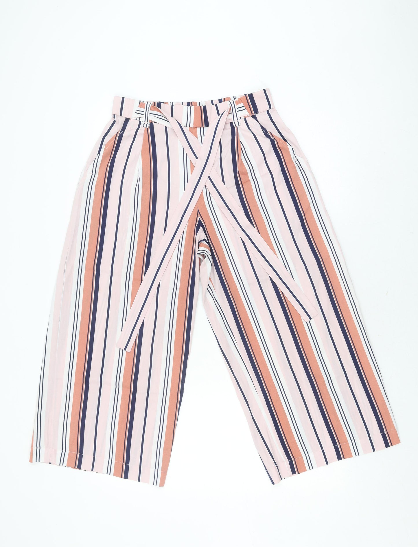 Womens UK Size M Zara Relaxed Fit Wide-Leg Multicoloured Trousers