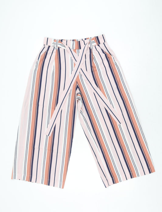 Womens UK Size M Zara Relaxed Fit Wide-Leg Multicoloured Trousers