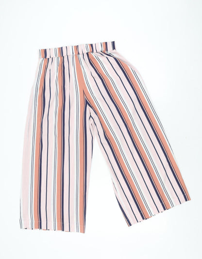 Womens UK Size M Zara Relaxed Fit Wide-Leg Multicoloured Trousers