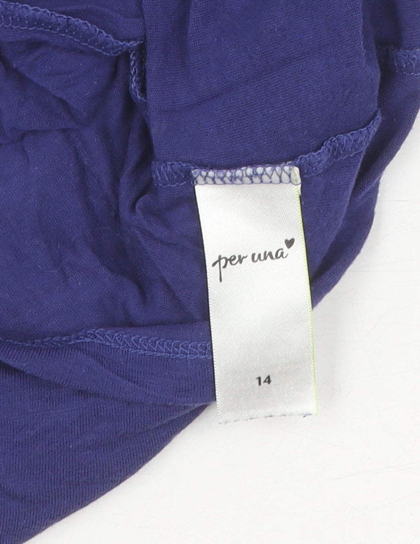 Womens UK Size 14 Marks and Spencer Blue Basic T-Shirt