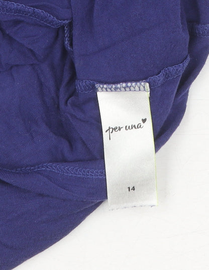 Womens UK Size 14 Marks and Spencer Blue Basic T-Shirt