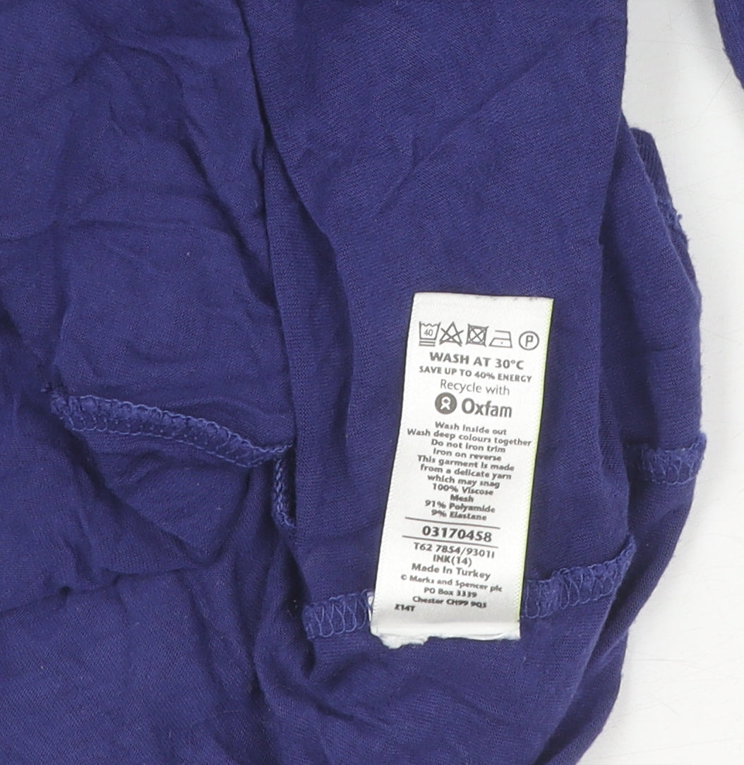 Womens UK Size 14 Marks and Spencer Blue Basic T-Shirt