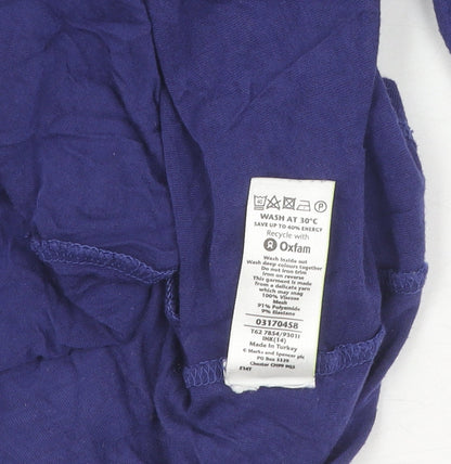 Womens UK Size 14 Marks and Spencer Blue Basic T-Shirt