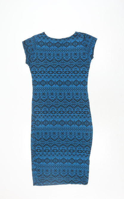 Apricot Women's Blue Bodycon Dress M Geometric Jersey
