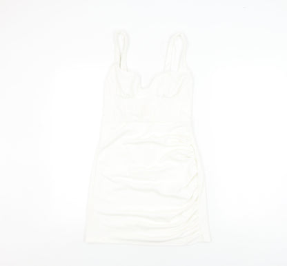 Zara Women White Bodycon Dress Size 12 Party