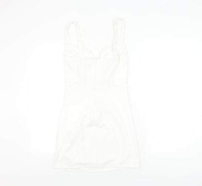Zara Women White Bodycon Dress Size 12 Party