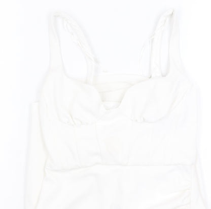 Zara Women White Bodycon Dress Size 12 Party