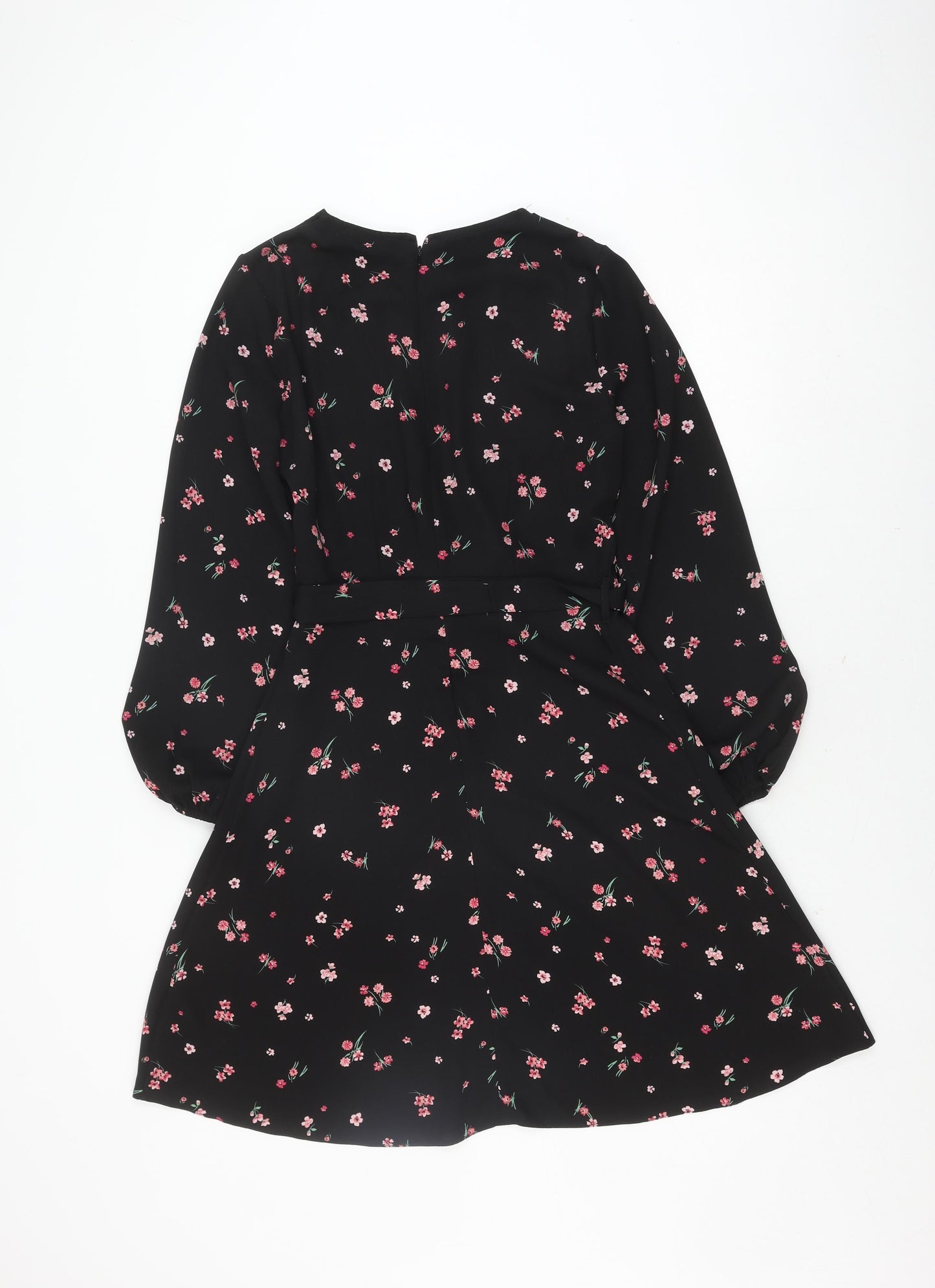 Dorothy Perkins Women's Black Floral A-Line Dress Size 10