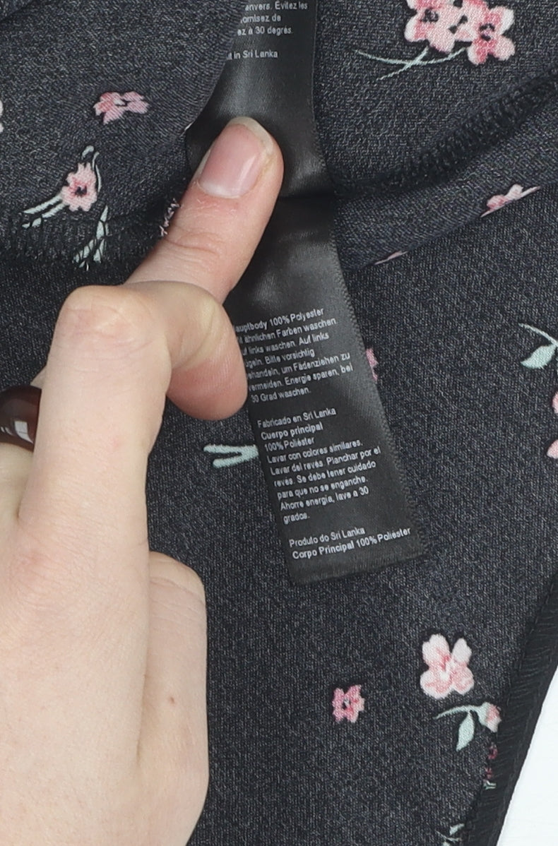 Dorothy Perkins Women's Black Floral A-Line Dress Size 10