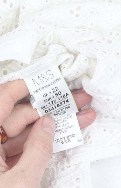 Womens UK Size 22 Marks and Spencer White Basic Blouse