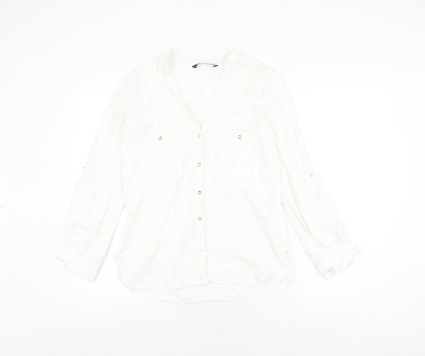 Womens UK Size XS Zara White  Button-Up
