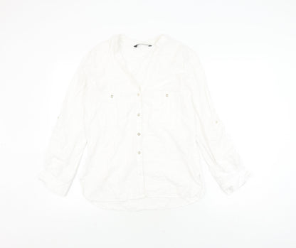 Womens UK Size XS Zara White  Button-Up