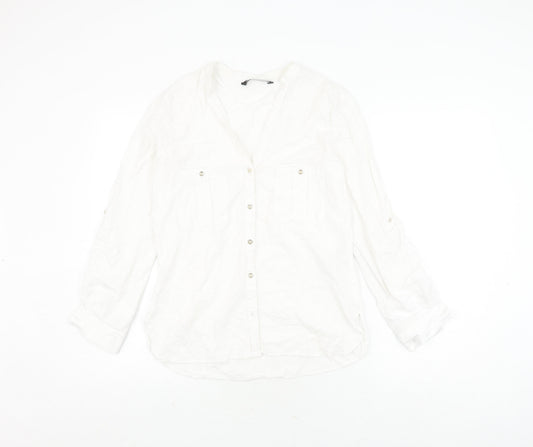 Womens UK Size XS Zara White  Button-Up