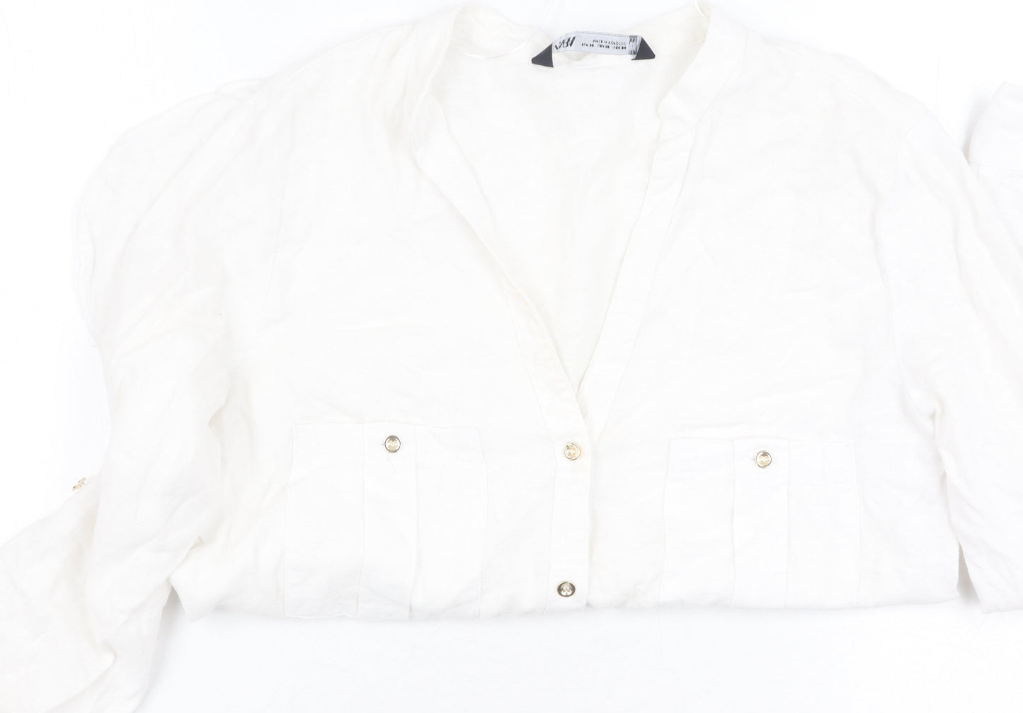 Womens UK Size XS Zara White  Button-Up