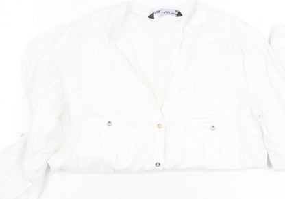 Womens UK Size XS Zara White  Button-Up