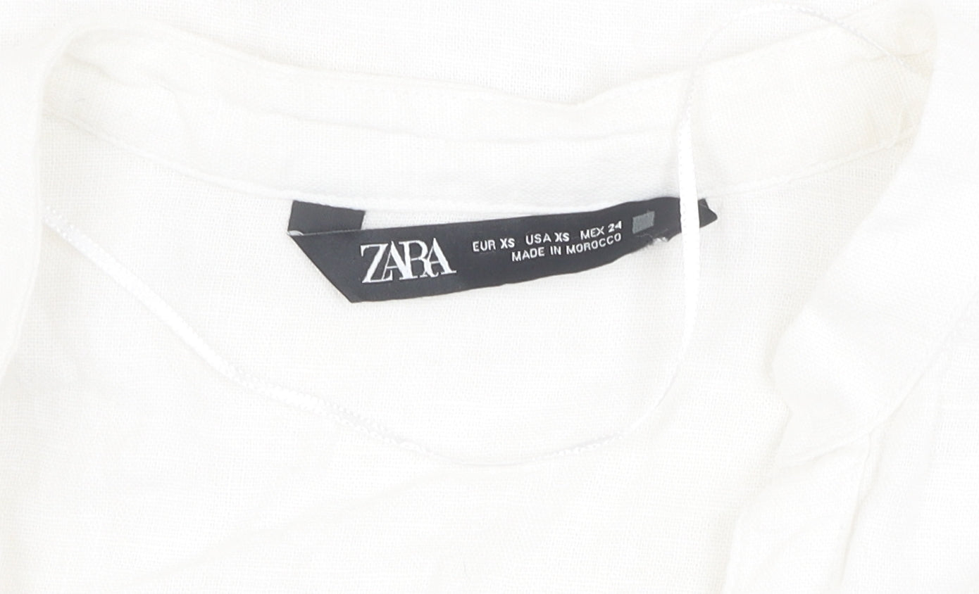Womens UK Size XS Zara White  Button-Up