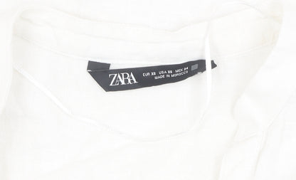 Womens UK Size XS Zara White  Button-Up