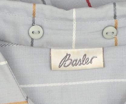 Basler Women's Vintage Grey Striped Polyester Shirt Dress Size 10