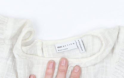 ASOS DESIGN Women's White Cotton Blouse UK 18