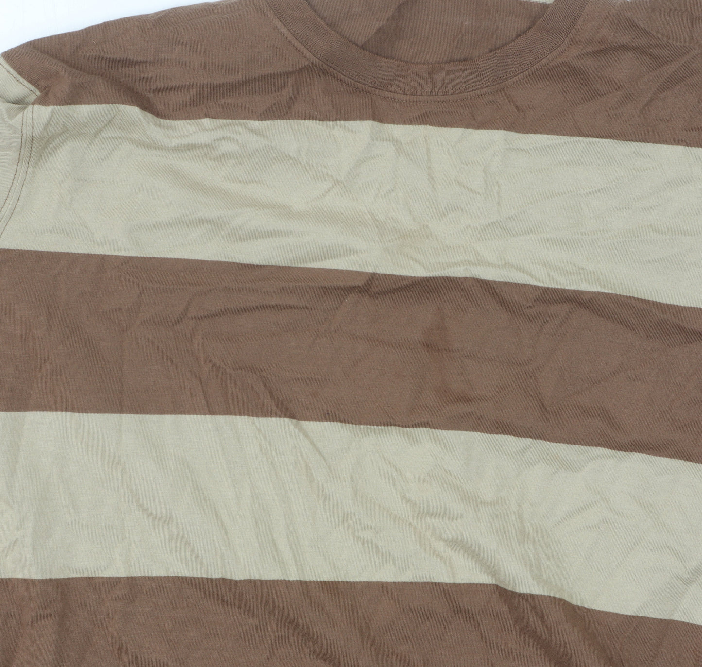 Lands' End Men's Beige Brown Striped XL T-Shirt