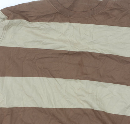 Lands' End Men's Beige Brown Striped XL T-Shirt