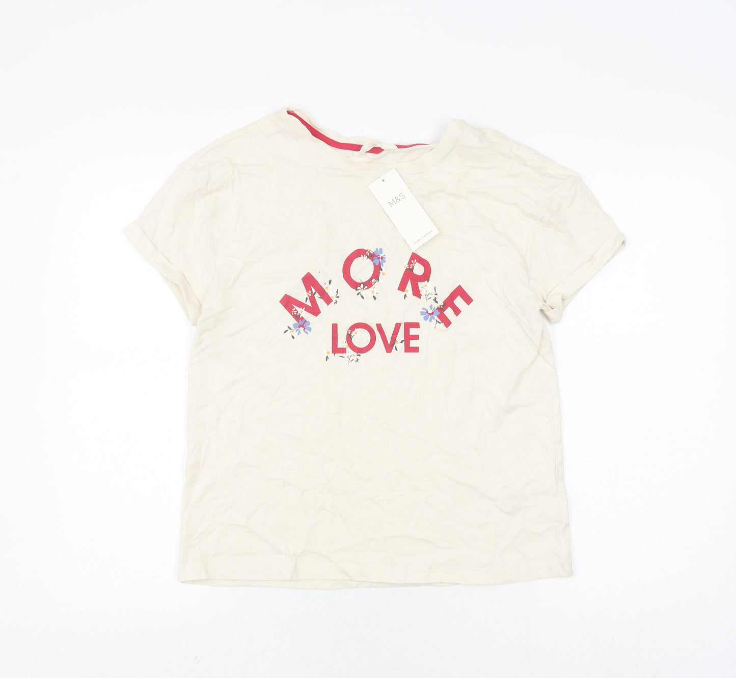 Womens UK Size XS Marks and Spencer Ivory Basic T-Shirt