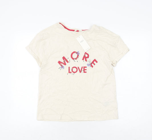 Womens UK Size XS Marks and Spencer Ivory Basic T-Shirt