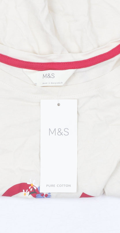 Womens UK Size XS Marks and Spencer Ivory Basic T-Shirt